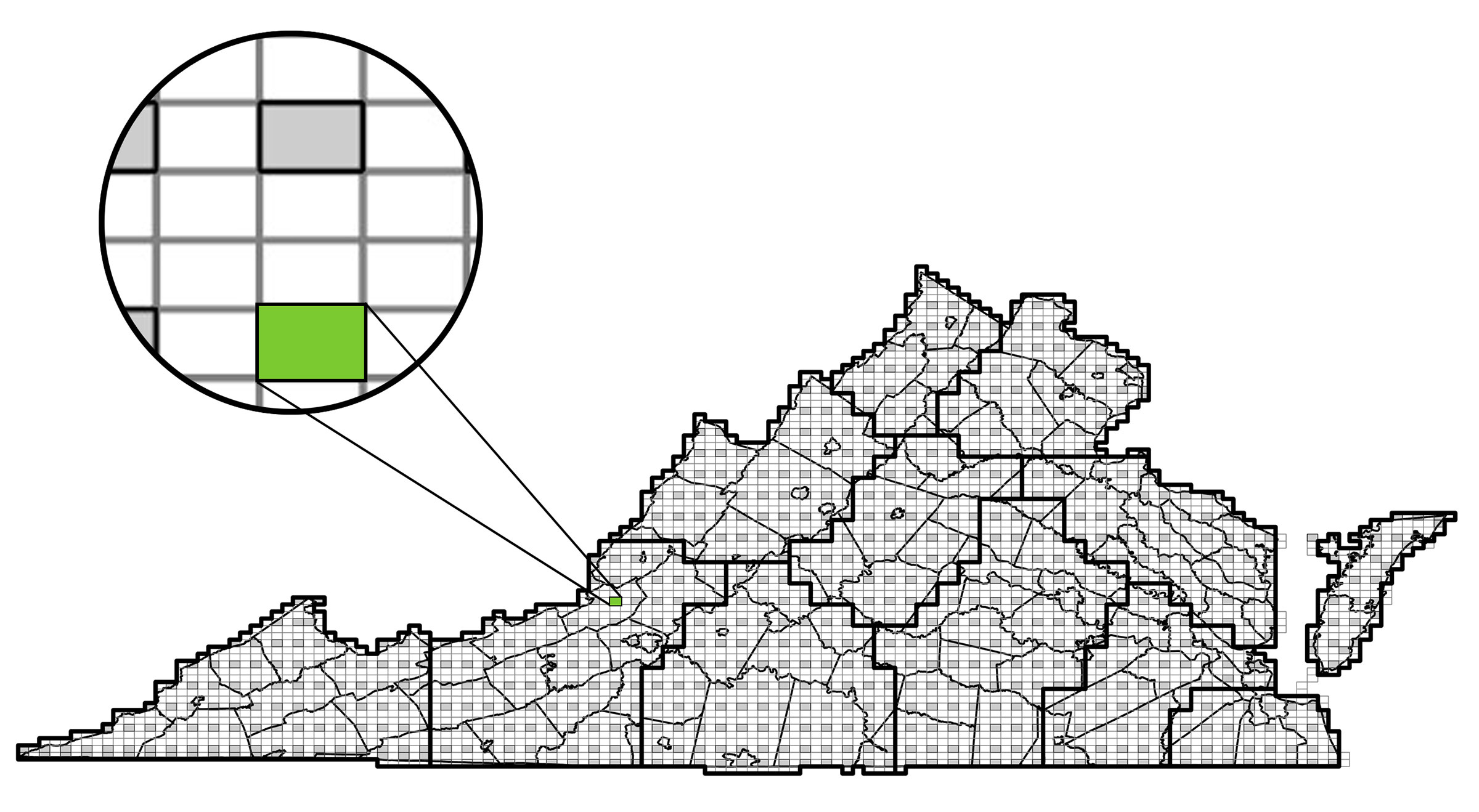 Figure 1. Map of Second Atlas regions, U.S. Geological Survey quadrangles and priority blocks (gray). Figure 1. Map of Regions