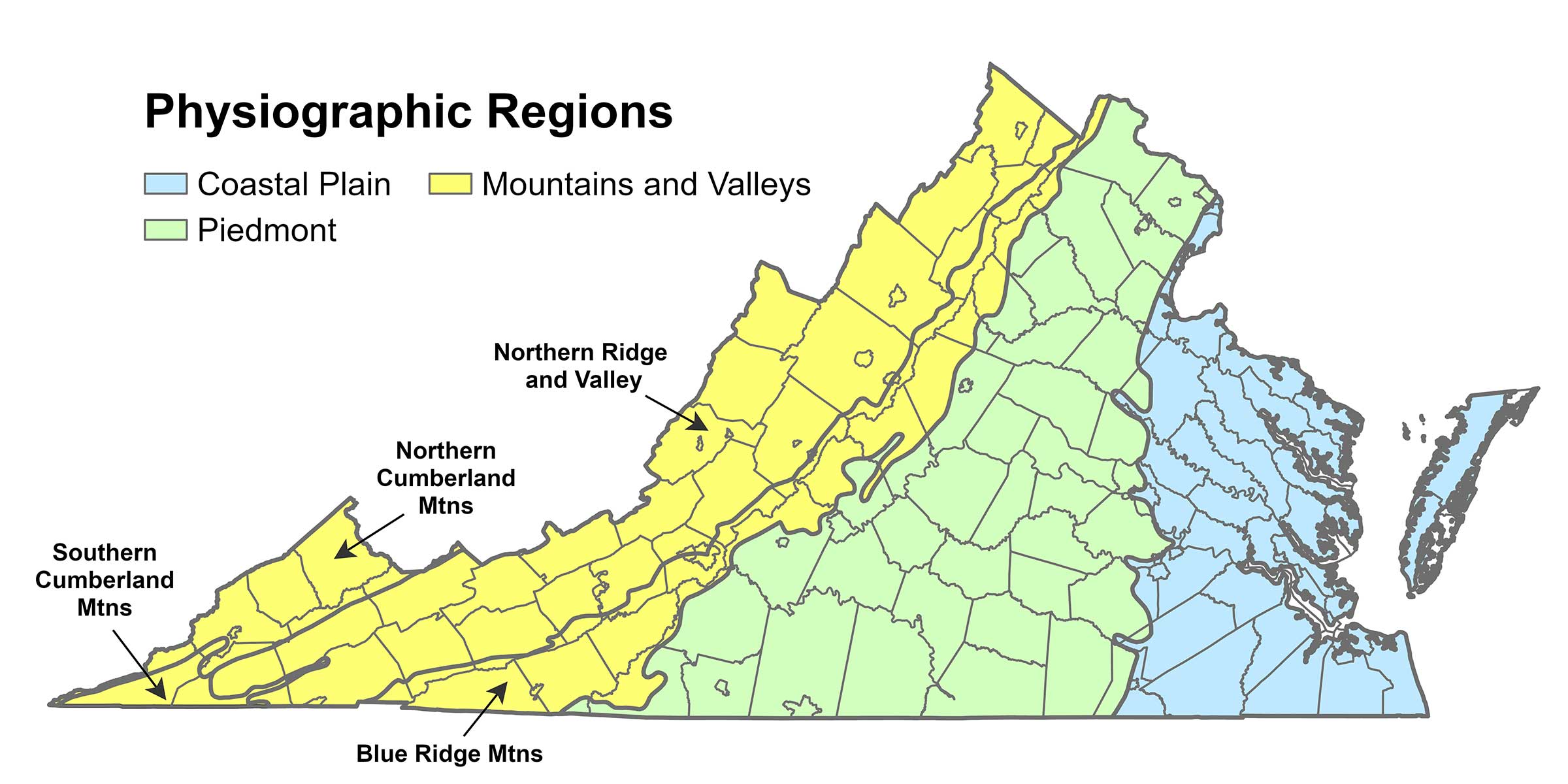 Physiographic regions of Virginia
